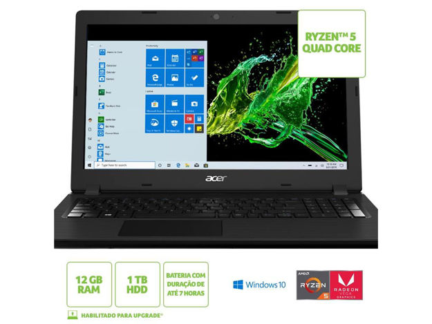 imagem de Notebook Acer A315-42-R1b0 Amd Ryzen 5-3500u 12gb 1tb Radeon Vega8 Dedi 15,6" Win10home - Nx.Hq0al.005