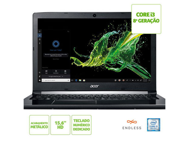 imagem de Notebook Acer A515-51-36vk I3-8130u 4gb 1tb 15,6" Linux Endless Os - Nx.Gz1al.004