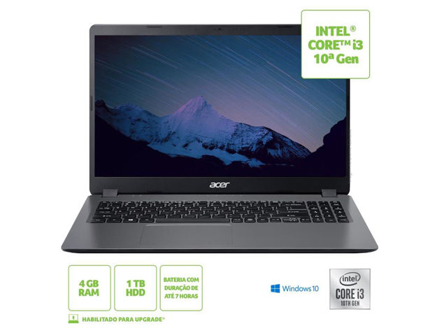 imagem de Notebook Acer A315-56-36z1 I3-1005g1 4gb 1tb 15.6" W10 Home - Nx.Hv1al.003