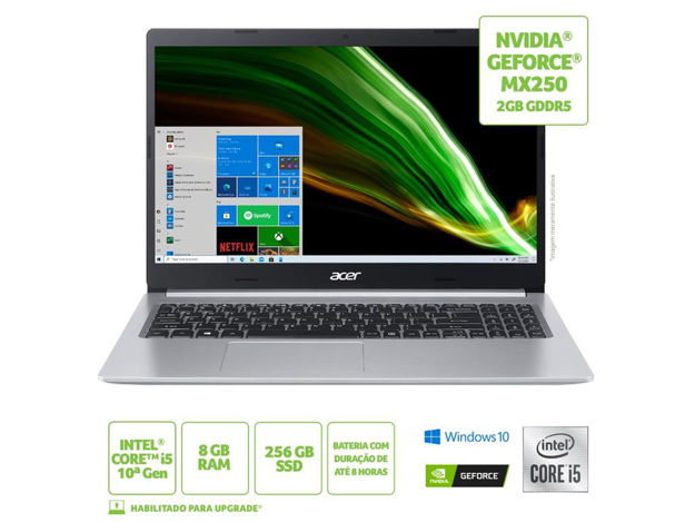 imagem de Notebook Acer A515-54g-53xp I5-10210u 8gb 256gb Ssd Geforce Mx250 2gb Dedi 15,6" Fhd Win10 Home - Nx.Hqpal.00j