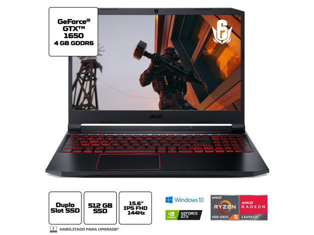 imagem de Notebook Gamer Acer Nitro 5 An515-44-R54q Amd Ryzen 5-4600h 8gb 512gb Ssd Gtx 1650 4gb Dedi 15.6" Fhd Win10 Home - Nh.Qa