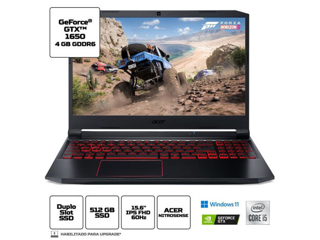 imagem de Notebook Gamer Acer Nitro 5 An515-55-59t4 Intel Core I5-10300h, Geforce Gtx 1650, 8gb Ram, Ssd 512gb, 15.6 Full Hd Ips,