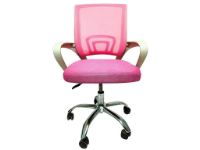 imagem de Cadeira de Escritorio Pctop Home Office Fit Branca e Rosa - 1001