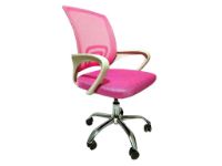 imagem de Cadeira de Escritorio Pctop Home Office Fit Branca e Rosa - 1001