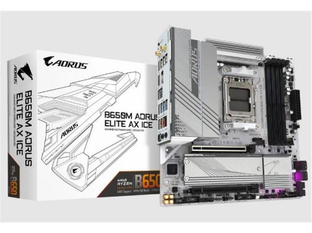 imagem de Placa Mae Gigabyte Amd (Am5) Ddr5 Micro Atx- B650m A Elite Ax Ice 1.0