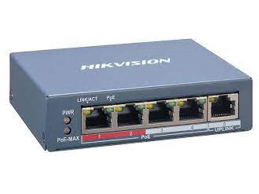 imagem de Switch Hikvision Gerenciavel (Via App Hik-Connect) Metalico Ds-3e1105p-Ei/M 04 Portas Poe 10/100mbps + 01 Rj45 10/100mb