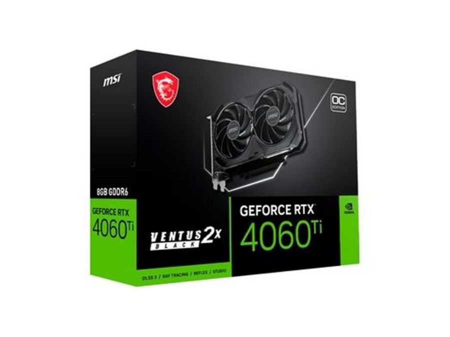 imagem de Placa de Video Msi Geforce Rtx 4060 Ti Ventus 2x Black 8g Oc Gddr6 128 Bits - 912-V512-007