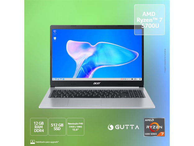 imagem de Notebook Acer A515-45-R36l Aspire 5 Amd Ryzen 7 5700u Linux 12gb 512gb Ssd 15,6" Fhd - Nx.Aydal.00n