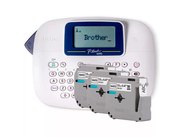 imagem de Rotulador Brother Eletronico Portatil Branco com 3 Fitas - Ptm95wtbp