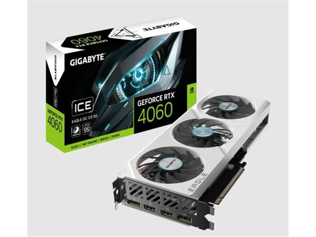 imagem de Placa de Video Gigabyte Geforce Rtx 4060 Eagle Oc Ice 8g Gddr6 128 Bits- Gv-N4060eagleoc Ice-8gd