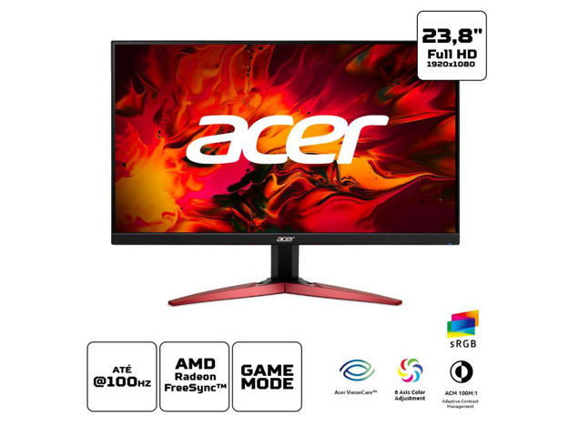 imagem de Monitor Acer 23,8" Kg241y Ebii Nitro Led/Ips Full Hd 100hz 1ms Hdmi Vga Freesync Vesa Zero Frame - Um.Qx1aa.E02