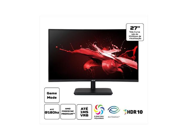 imagem de Monitor Acer 27" Gamer Nitro Ed270r S3biip Led/Va Full Hd 180hz 1ms Hdmi Usb Displayport Vesa - Um.He0aa.303