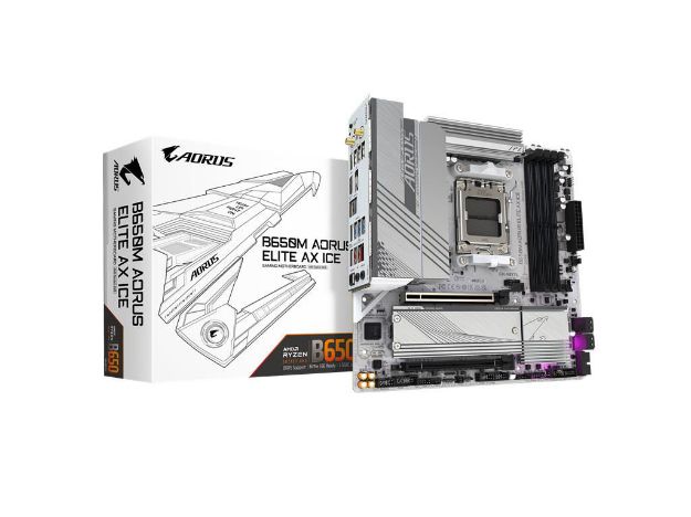 imagem de Placa Mae Gigabyte Amd (Am5) Ddr5 Micro Atx- B650m A Elite Ax Ice 1.1