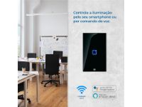 imagem de Interruptor Touch Inteligente 1 Botao Wi-Fi 10a + Rf com Placa 4x2 Weg Home Branco