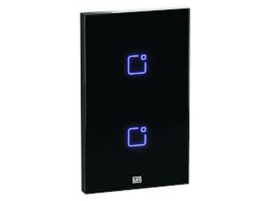 imagem de Interruptor Touch Inteligente 2 Botoes Wi-Fi 10a + Rf com Placa 4x2 Weg Home Pret.