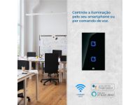 imagem de Interruptor Touch Inteligente 2 Botoes Wi-Fi 10a + Rf com Placa 4x2 Weg Home Pret.