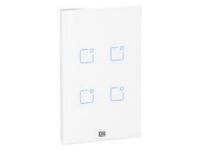 imagem de Interruptor Touch Inteligente 4 Botoes Wi-Fi 10a + Rf com Placa 4x2 Weg Home Branco