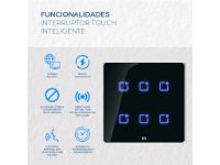 imagem de Interruptor Touch Inteligente 6 Botoes Wi-Fi 10a + Rf com Placa 4x4 Weg Home Preto.