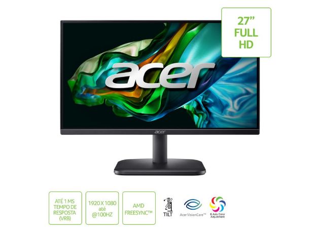 imagem de Monitor Acer 27" Ek271 Ebi Led/Ips Full Hd 100hz 1ms Hdmi Vga Vesa - Um.He1aa.E03
