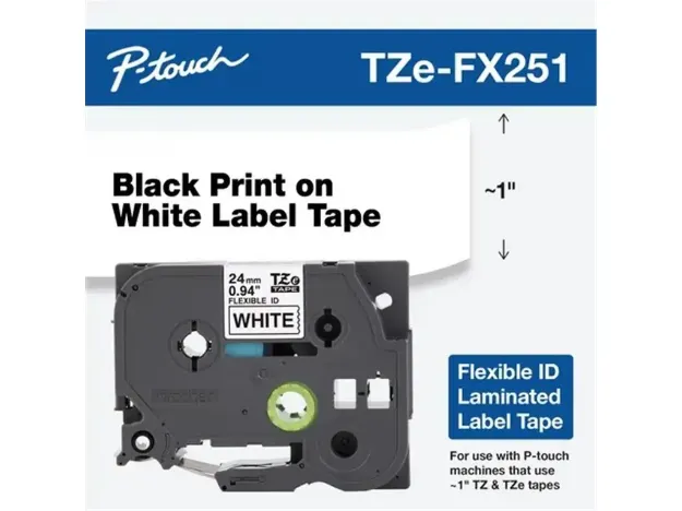imagem de Fita Tze Flexivel - 24mm - Preto/Branco - Tzefx251